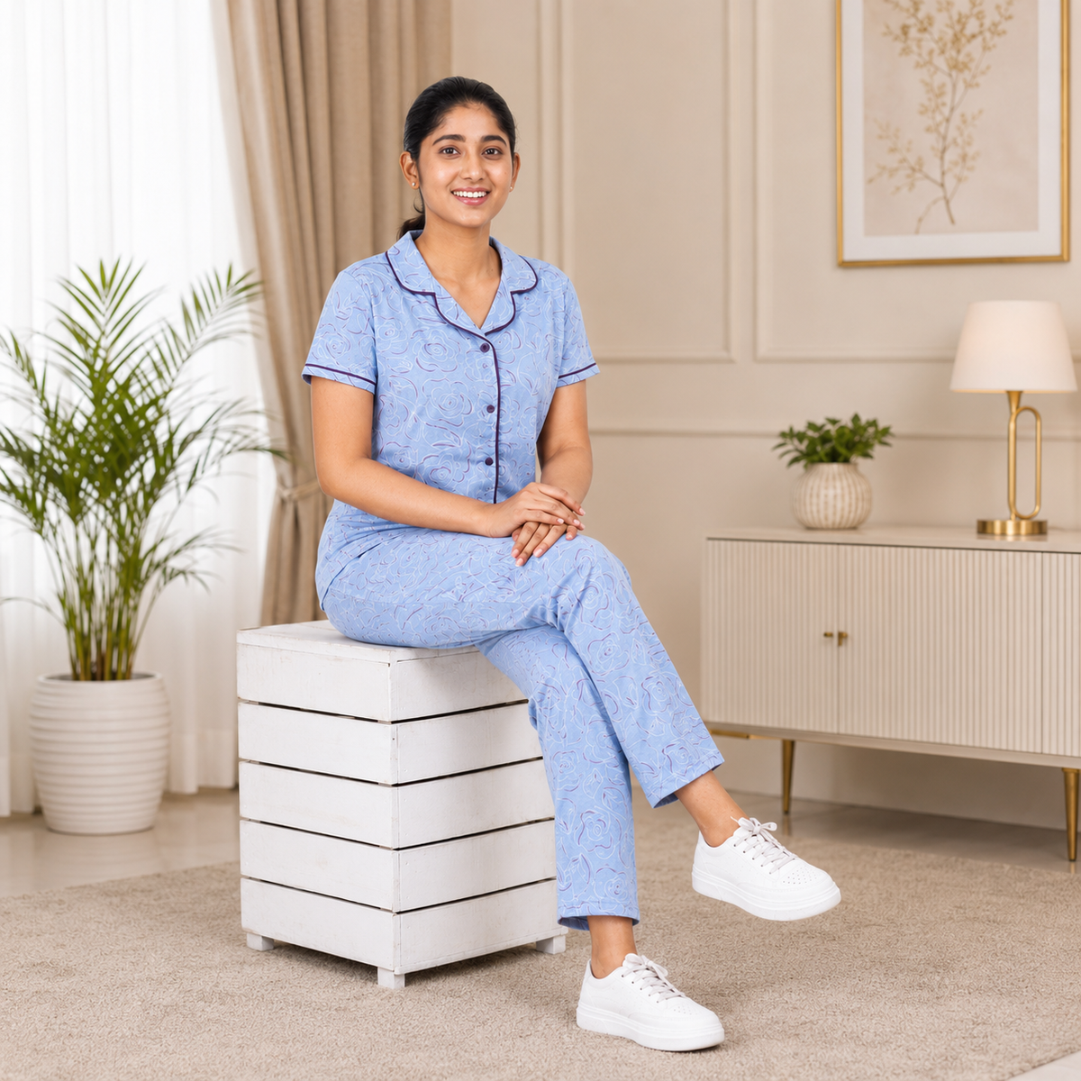 Women's Collar Pyjama Set
