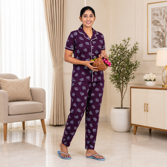 Women's Collar Pyjama Set