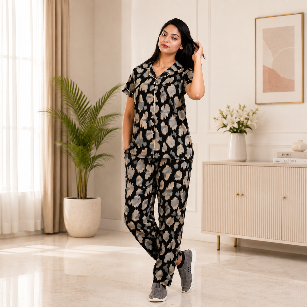 Women's Collar Pyjama Set